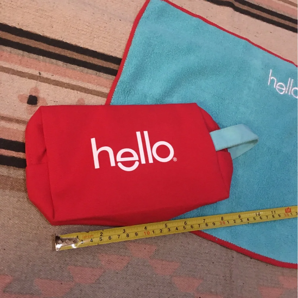 Hello cosmetic beauty bag & Face towel 100% cotton new blue & red NEW